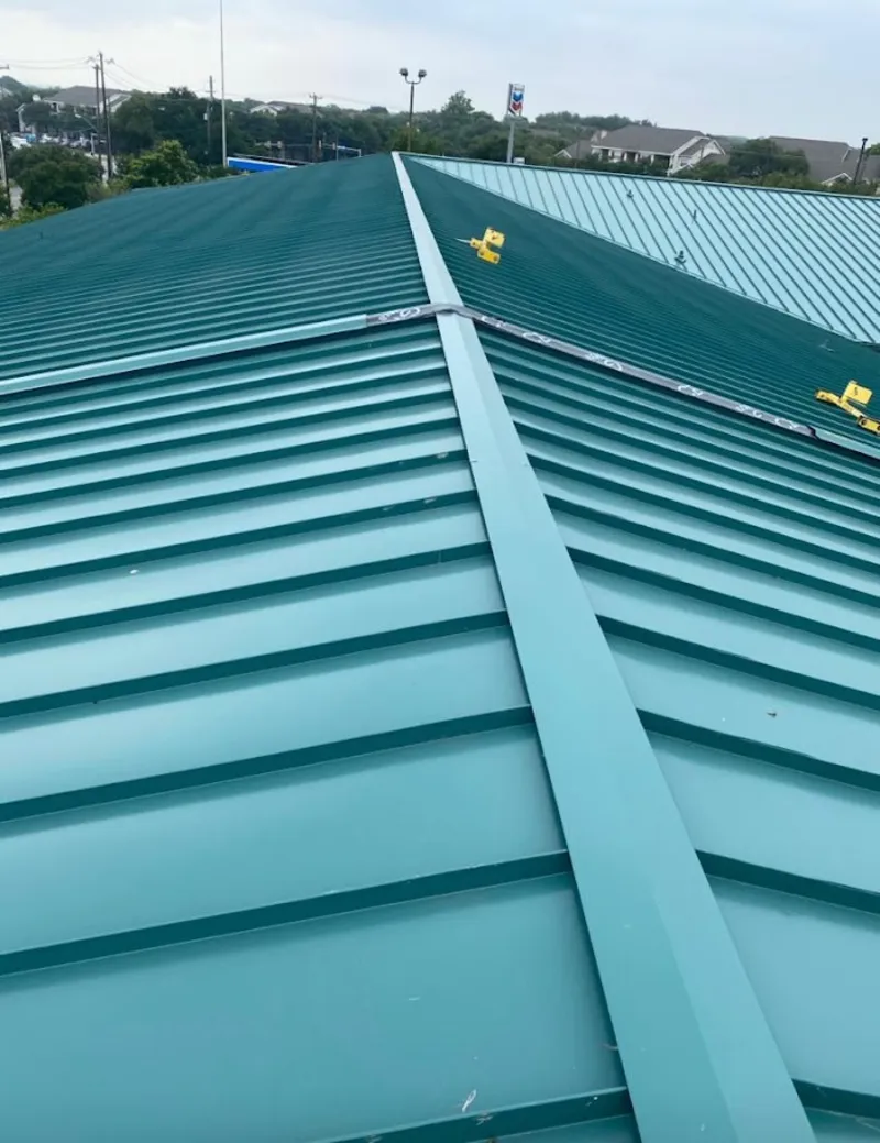 Green commercial metal roof ridge and valley for Metal Roof Repair in Walkertown